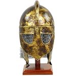 Viking Chainmail Shipwrecked Finish Medieval Templar Crusader Knight Armor Helmet | Greek Roman Spartan Armour Headpiece | Wearable Free-Size for Adult Halloween Costumes (Camouflage)