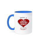 3dRose Being a Super Social Worker is a Work of Heart-Red Job Appreciation-Two Tone Blue Mug, Ceramic, 10.16 x 7.62 x 9.52 cm