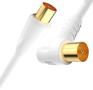 tunghey Right Angle TV Antenna Aerial Cable Flylead Cord Coax PAL Male Right Angle Plug for TV, Satellite Receiver, settop Box, Camera and Other deivces (1.8M)