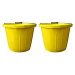 2 x - Yellow - Builders Bucket Plastic 3 Gallon 14 Litre 14L Strong Water Mixing Storage DIY by OnlineDiscountStore