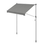 SONGMICS Retractable Awning, Manual Retractable Sunshade, Height-Adjustable with Crank, for Balcony, Garden, Patio, 250 x 120 cm, Grey GSA252G01