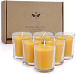 Pure Beeswax Votive Candles-6 Pack Natural Votives Set in Glass Cup for Home Room Decor Party Wedding Spa Gift