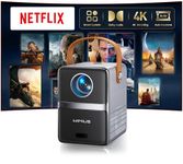 Mini 4K Projector【Netflix Officially/Dolby Audio/Short Throw】28000Lumen FHD 1080P Smart Portable Projector, TOF 1s Focus, WiFi6 Bluetooth 50% Zoom Home Cinema Projectors for Bedroom,Outdoor,Kid Gifts