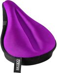 Bikeroo Bike Seat Cushion - Padded Gel Cover for Men & Women Bicycle, Compatible with Peloton, Echelon or Outdoor Bike, 11 X 7 Inches, Purple