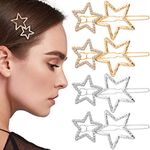 OIIKI Star Hair Accessories: 8pcs Elegant Metal Rhinestone Geometric Hairpins - Silver Golden Hollow Clips for Women, Girls' Styling