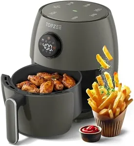 Small Compact Air Fryer, 2.1QT, 4-in-1 Small Mini Airfryer, Bake, Roast, Reheat, 98% Less Oil, Adjustable Temperature Control w/ 60min Timer, Quiet, Nonstick & Dishwasher Safe, BPA-Free, Grey