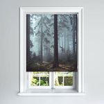 Lister Cartwright Foggy Woods Design Blackout Roller Blinds Windows Child Safety Cut To Size Fitting Included Forest Design, 120 x 140 cm