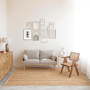 SISOSU Jute Braided Area Rug 6' x 9' - Handcrafted Natural Fiber Rug for a Vintage or Boho Style - Durable Material Perfect for Living Room, Bedroom, or Dining Room