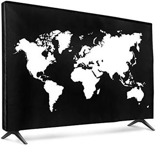 kwmobile Dust Cover for 43" TV - Flat Screen TV Protector - Travel Outline White/Black