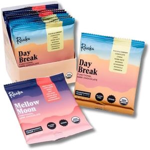 Raaka Functional Mushroom Day Break & Mellow Moon | Day Break for Morning Focus & Energy | Mellow Moon for Evening Rest & Calm | 10 Adaptogen Chocolate Bars