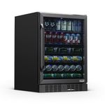 NewAir 24" Beverage Refrigerator Cooler - 177 Can Capacity Mini Fridge - Black Stainless Steal With Built In Cooler and Glass Door | Cool your Soda, Beer, and Beverages to 37F NBC177BS00