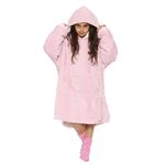 NOROZE Boys Girls Kids Hoodie Blanket Xmas Ultra Soft Sherpa Sweatshirt Warm Comfy Cosy Oversized Wearable Throw Hooded Top One Size Fit All (7-13 Years, Pink)