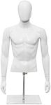 Giantex Male Mannequin Torso Adjustable Height Detachable Arms Dress Form Display w/ Metal Stand, Bright White