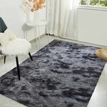 Calore Area Rugs Carpet for Living Room, Bedroom Area Rug Fluffy Shaggy Soft Modern Rugs for Kids Room Play Mat Nursery Rug (Black Grey, 2' 6'' x 3' 9'' (80 x 120cm))