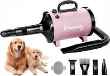 Blanlody Dog Hair Dryer Blaster 3200W/4.5HP Pet Grooming Hair Dryer Low Noise Temperature Heater with 5 Different Nozzles and Pet Grooming Brush