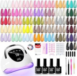 LKEE 65 Pcs Gel Nail Polish Kit with U V Light, 36 Colors All Season Soak Off Gel Nail Polish Set with Matte/Glossy Base Top Coat, Gel Nail Kit Essential Manicure Tools Spring Gifts for Women