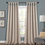 Lush Decor, Wheat Insulated Knotted Tab Top Blackout Window Curtain Panel Pair, 95" x 52", 95 in x 52