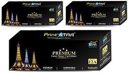 Print Star 12A Q2612A Black Laser Toner Cartridge compatible with HP LaserJet Printers 1010, 1012, 1015, 1022, 3020, 3030, 3050, 3052, 3055, M1005 (Pack of 3)