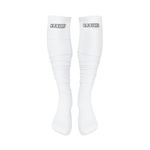 Battle Sports Long Scrunch Football Socks, Extra Long Padded Sport Socks for Men & Boys, White, Small-Medium