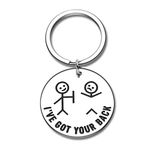 Octamber Metal Funny Gifts Best Friend Keychain For Friends Bff Besties Companion I Got Your Back Stick Figures Daughter Son Families Women Men Valentine Graduation Stocking Stuffers, Silver