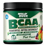 WILD BUCK Bcaa Powder With Natural&Powerful Herbs For Muscle Endurance,Muscle Growth,Recovery&Hydration|Pre,Intra&Post Workout Bcaas Supplement For Women&Men [Fruit Punch,30 Servings,300G]