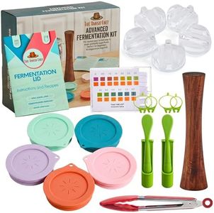 Advanced Fermentation Kit - Pickle Kit, Sauerkraut Making Kit Kimchi Container - Fermentation Airlock Lids for Wide Mouth Mason Jars by The Amish Chef