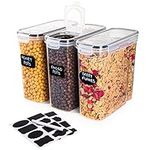 nuovva Cereal Storage Containers – 3Pcs Set Plastic Food Storage Containers – Practical Cereal Dispenser – Food Grade and BPA Free – Durable and Easy to Use – Ideal for Cornflakes, Flour Storage