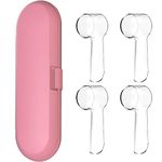 Electric Toothbrush Travel Case for Oral-B Toothbrushes - 4 Pcs Toothbrush Head Covers Compatible with Oral B Electric Toothbrush Heads (Pink)