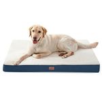 Bedsure Dog Bed for Large Dogs - Big Orthopedic Dog Bed with Removable Washable Cover, Egg Crate Foam Pet Bed Mat, Suitable for Dogs Up to 65 lbs, Denim Blue