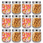 CROCO JAR Croco Glass Round Jar Air-Tight Jars With Stainless Steel Lid 500Ml Perfect For Dry Fruits, Biscuits, Cookies & Candy'S, Spices, Flacks, Pickles- Pack Of 12, Blue-Green