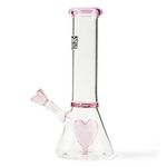 STRONG BONG Pink Heart Beaker Percolator Ice Bong |Size: 10" (25cms) | Wide Mouth 50mm Diameter | Super Thick 5mm Glass | Weight 550gms | Smoking Waterpipe
