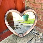 Darthome Ltd Vintage Outdoor Garden Wooden Frame Love Heart Wall Mount Decorative Mirror 46cm