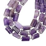 Amethyst Gemstone Tube 7 * 10mm Natural Gemstone Beads for Making Jewellery Energy Healing Crystals Jewelry Chakra Crystal Jewerly Beading supplies 15.5inch About 31-33 Beads