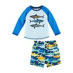 Mud Pie Boys Rash Guard & Swim Set Trunks, Shark, 2-3 Years