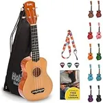 Hola! Music HM-21NT Soprano Ukulele Bundle with Canvas Tote Bag, Strap and Picks, Color Series - Natural/Mahogany