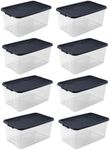 Sterilite 8-Pack Stackable Plastic Storage Bins with Latching Lids, 116 Qt., Gray Lid