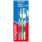 Colgate Extra Clean Medium Manual Toothbrush (Assorted) with a Cleaning Tip that Reaches and Cleans Back Teeth, (Pack of 3)