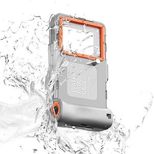 VONNOBILITY (2nd Gen) Universal Phone Waterproof Case for Most of Samsung Galaxy and iPhone Series, 66ft Underwater Photography Housing, Diving Surfing Swimming Snorkeling Photo (Gray+Orange)