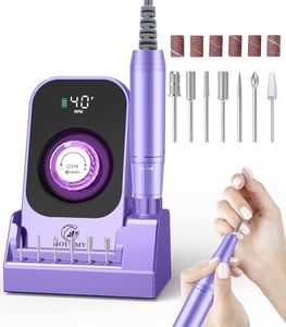 Portable Electric Nail Drill Machine: Professional Nail File Machine 40000RPM, Rechargeable Cordless Nail-E File with Bits & Base for Acrylic Nails Remove Gel Polish Manicure Salon Home, Light Purple
