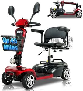 MIHAYO 4 Wheel Electric Mobility Scooters for Adults Lightweight,Motorized Powered Mobility Scooter for Seniors Travel,with Swivel Seat,45 Miles Long Range Red Mirage S2