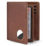 Swallowmall Airtag Mens Wallet with Coin Pocket RFID Bifold Genuine Leather Slim Wallet with ID Window 11 Card Holders for Him (Airtag Not Included)