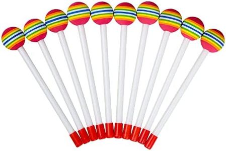 10 Pieces Drum Sticks for Kids, Rainbow Lollipop Drumsticks Soft Foam Head Beat Toy Percussion Mallets