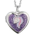 Purple Unicorn & Silver Heart Locke