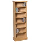 Hallowood Furniture Waverly Oak Storage Rack, Hallway Storage Unit, Storage Tower with 7 Book Shelves, Display Cabinet, Cupboard Storage in Light Oak for CDs, DVDs & Books