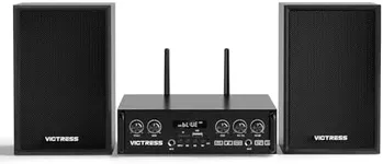 Home Audio Receivers & Amplifiers with HiFi Speakers & 2 UHF Mics, Bluetooth Power Amplifier, Stereo System for Home, Karaoke Machine for Adults, USB/TF/SD/AUX/FM, for Meeting, Party