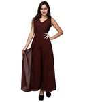 V&M Women's Lace Layered Jumpsuit Come Maxi Gown Dress (vm80) (vm104) (vm196) (Chocolate Brown, Medium)