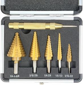 EZYoutdoor Step Drill Bit Set, Step Bits for DIY Projects and Professionals – Titanium-Coated High-Speed Steel Step Drill Bits for Wood, Metal, and Plastic (5 PCS Step Bits)