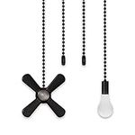 EIFHYT Ceiling Fan Pull Chain with Decorative 2 Pcs 3 mm 12 inch Frosted Light Bulb and Fan Cord extender Chains for Mounted Ceiling Fans and Light Fixtures (matte black)