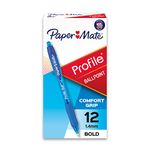 Paper Mate Profile Retractable Ballpoint Pens, 12 Blue Ink Pens (89466)