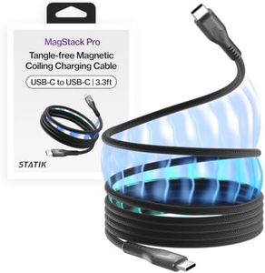 STATIK MagStack Pro USB C to USB C Cable, Magnetic Type C Charger Fast Charging Cord, On The Go Magnetic Charging Cable for Car, Compatible w/iPhone 16 Pro Max, 15, Galaxy S21 S20 Ultra, 100W 3FT/1M